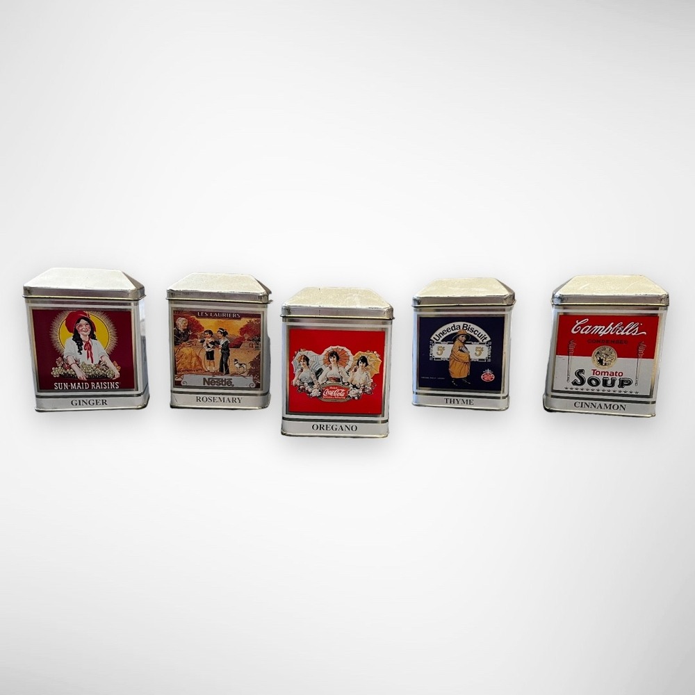 BRISTOL WARE Vintage 90's Set of 5 Spice Tins | EUC - Picture 5 of 8